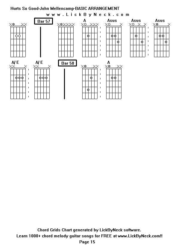 Chord Grids Chart of chord melody fingerstyle guitar song-Hurts So Good-John Mellencamp-BASIC ARRANGEMENT,generated by LickByNeck software.